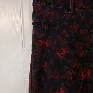 Rose Print Skinny Jeans
